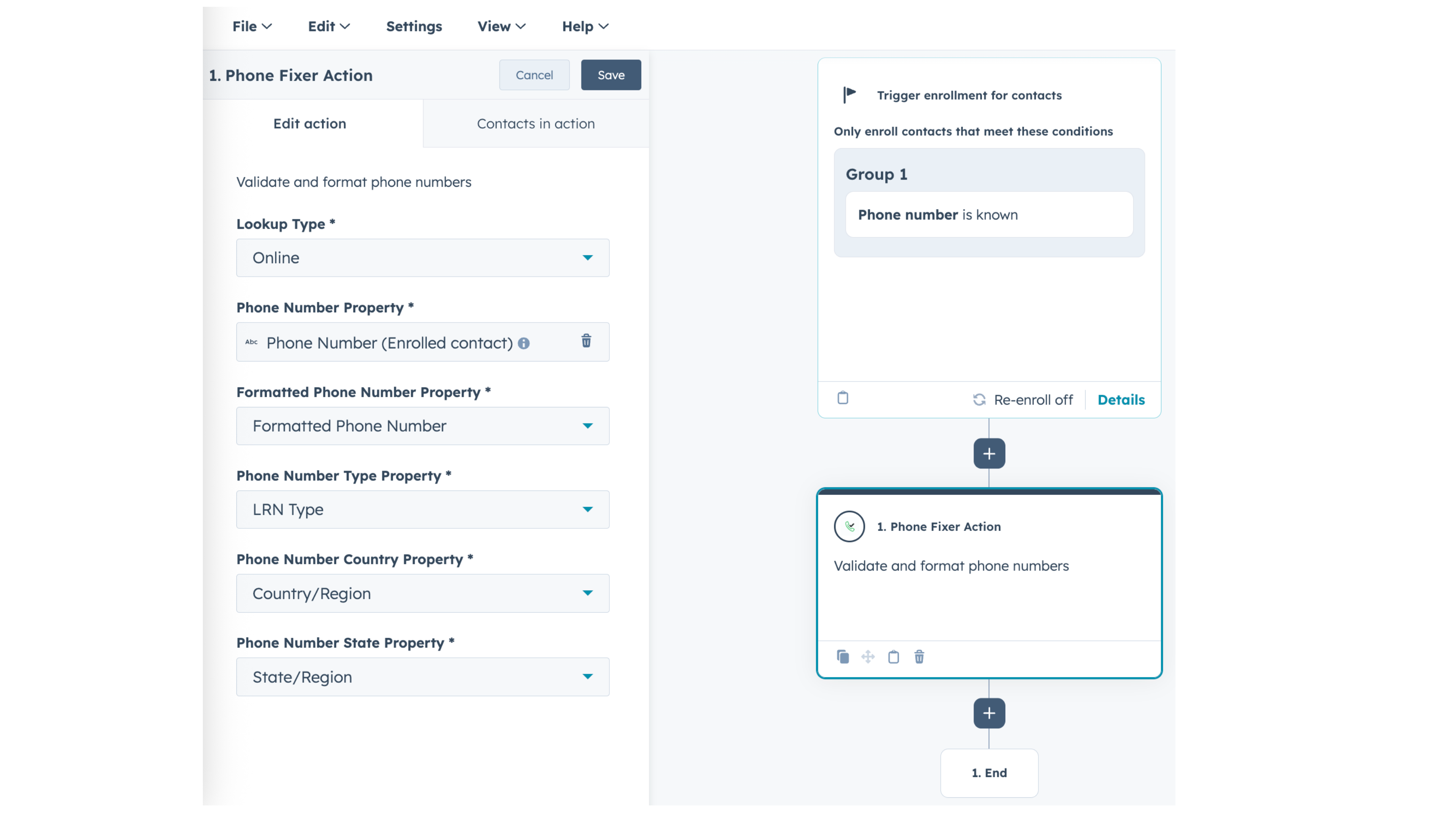 Fixing and updating phone numbers for existing contacts